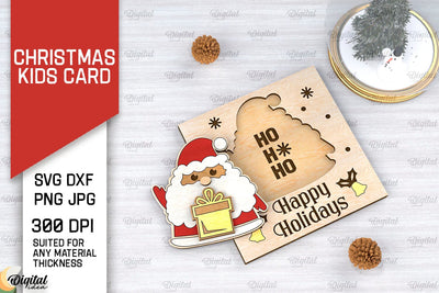 Christmas Kids Card Laser Cut. Christmas Greeting Card SVG SVG Evgenyia Guschina 
