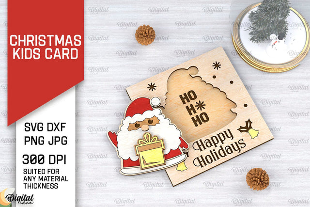 Christmas Kids Card Laser Cut. Christmas Greeting Card SVG SVG Evgenyia Guschina 