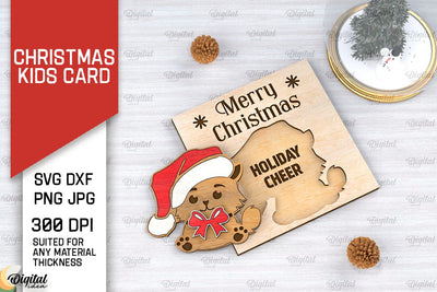 Christmas Kids Card Laser Cut. Christmas Greeting Card SVG SVG Evgenyia Guschina 