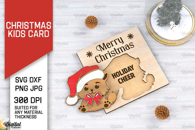 Christmas Kids Card Laser Cut. Christmas Greeting Card SVG SVG Evgenyia Guschina 