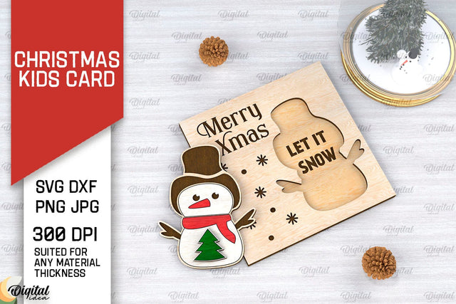 Christmas Kids Card Laser Cut. Christmas Greeting Card SVG SVG Evgenyia Guschina 