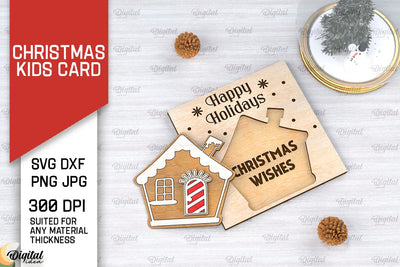 Christmas Kids Card Laser Cut. Christmas Greeting Card SVG SVG Evgenyia Guschina 