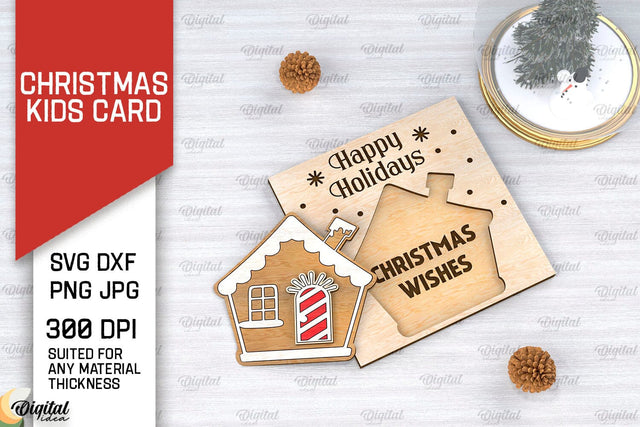Christmas Kids Card Laser Cut. Christmas Greeting Card SVG SVG Evgenyia Guschina 