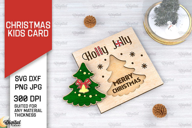 Christmas Kids Card Laser Cut. Christmas Greeting Card SVG SVG Evgenyia Guschina 