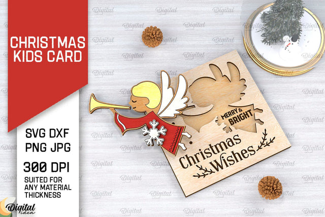 Christmas Kids Card Laser Cut. Christmas Greeting Card SVG SVG Evgenyia Guschina 
