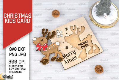 Christmas Kids Card Laser Cut. Christmas Greeting Card SVG SVG Evgenyia Guschina 
