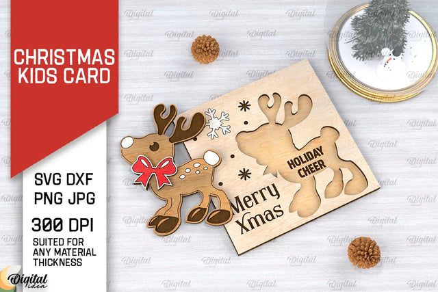 Christmas Kids Card Laser Cut. Christmas Greeting Card SVG SVG Evgenyia Guschina 