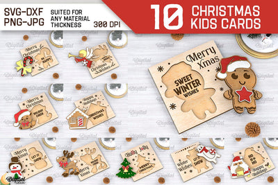 Christmas Kids Cards LaserCut Bundle. Xmas Greeting Card SVG SVG Evgenyia Guschina 