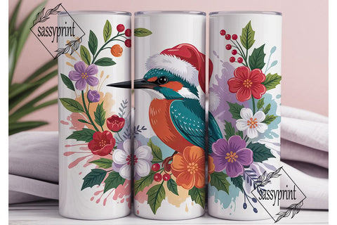 Christmas Kingfisher 20oz Tumbler Wrap Sublimation sassyprint 