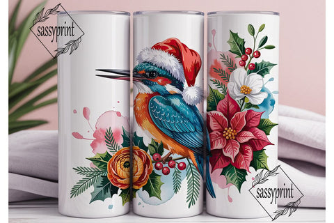 Christmas Kingfisher 20oz Tumbler Wrap Sublimation sassyprint 