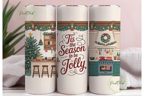 Christmas Kitchen 20oz Tumbler Wrap Sublimation PixelChick 
