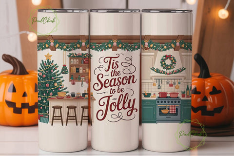 Christmas Kitchen 20oz Tumbler Wrap Sublimation PixelChick 