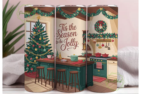 Christmas Kitchen 20oz Tumbler Wrap Sublimation PixelChick 