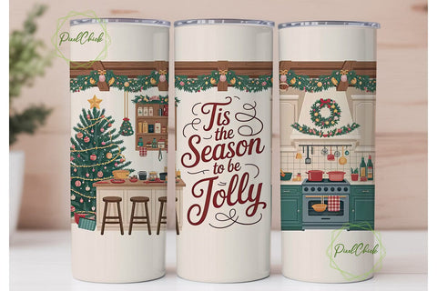 Christmas Kitchen 20oz Tumbler Wrap Sublimation PixelChick 