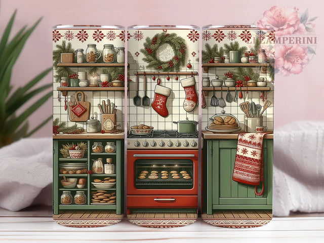 Christmas Kitchen Baking Tumbler, Festive Baking Tumbler, 20Oz Sublimation, Holiday Baking Scene, Gingerbread Kitchen Printable, Cozy Christmas Design, Christmas Baking Art Sublimation Li Zamperini 
