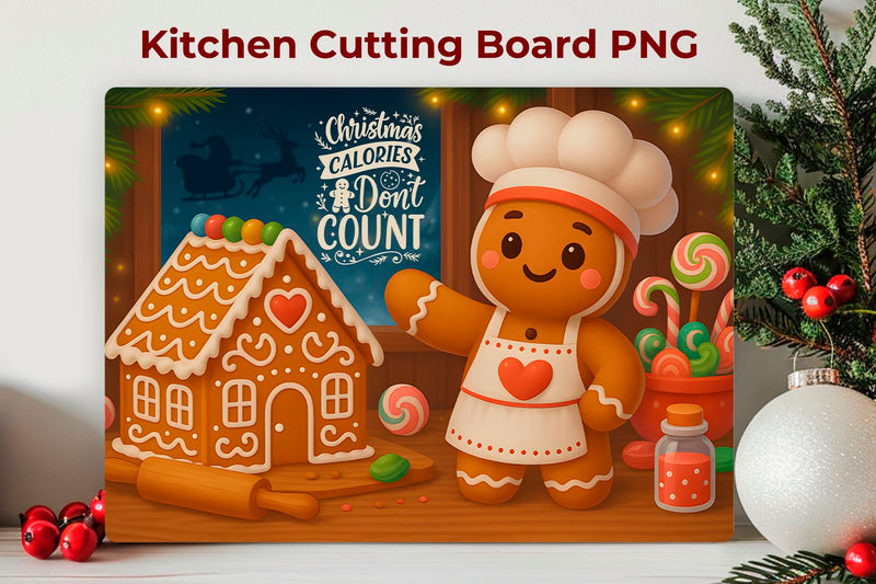 Christmas Kitchen Cutting Board PNG Sublimation KMarinaDesign 