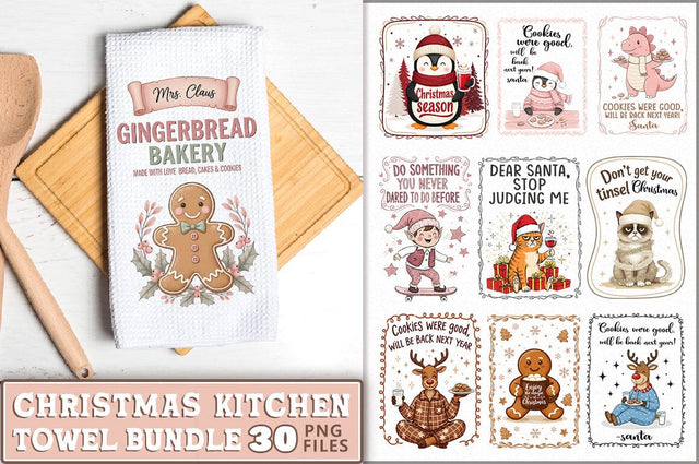 Christmas Kitchen Towel PNG Bundle Sublimation Shetara Begum 