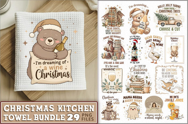 Christmas Kitchen Towel PNG Bundle Sublimation Shetara Begum 
