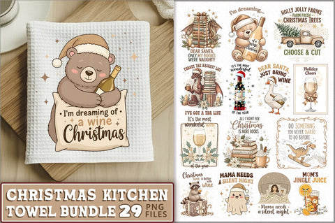 Christmas Kitchen Towel PNG Bundle Sublimation Shetara Begum 