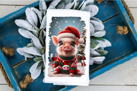 Christmas Kitchen Towel Sublimation Bundle, Funny Animals Sublimation OrangeBrushStudio 