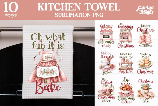 Christmas Kitchen Towel Sublimation Bundle Sublimation Carla C Designs 
