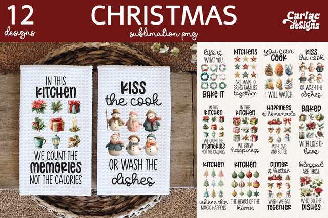 Christmas Kitchen Towel Sublimation Bundle Sublimation Carla C Designs 