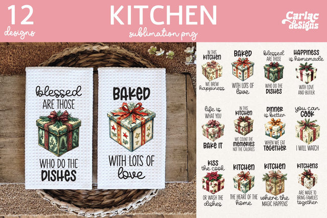 Christmas Kitchen Towel Sublimation Bundle Sublimation Carla C Designs 