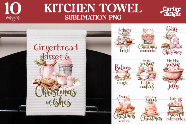 Christmas Kitchen Towel Sublimation Bundle Sublimation Carla C Designs 