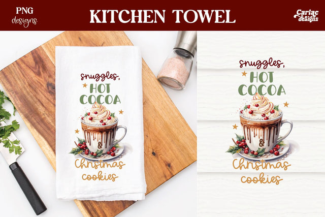 Christmas Kitchen Towel Sublimation | Hot Cocoa PNG Sublimation Carla C Designs 