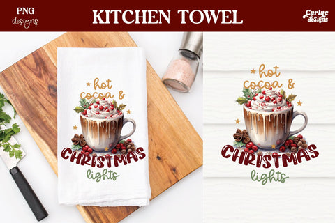 Christmas Kitchen Towel Sublimation | Hot Cocoa PNG Sublimation Carla C Designs 
