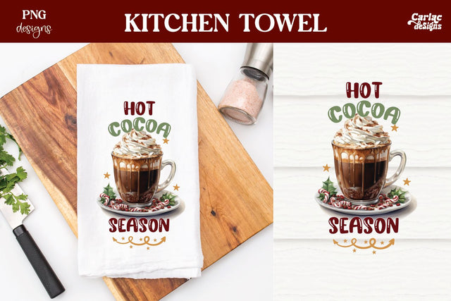 Christmas Kitchen Towel Sublimation | Hot Cocoa PNG Sublimation Carla C Designs 