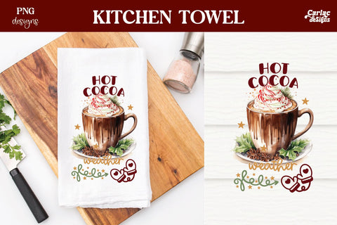 Christmas Kitchen Towel Sublimation | Hot Cocoa PNG Sublimation Carla C Designs 