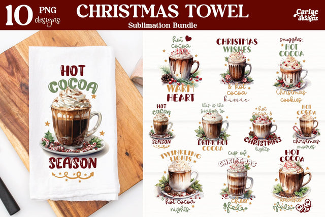 Christmas Kitchen Towel Sublimation | Hot Cocoa PNG Sublimation Carla C Designs 