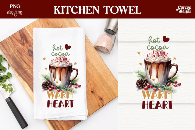 Christmas Kitchen Towel Sublimation | Hot Cocoa PNG Sublimation Carla C Designs 