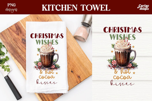 Christmas Kitchen Towel Sublimation | Hot Cocoa PNG Sublimation Carla C Designs 