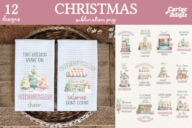 Christmas Kitchen Towel Sublimation Sublimation Carla C Designs 