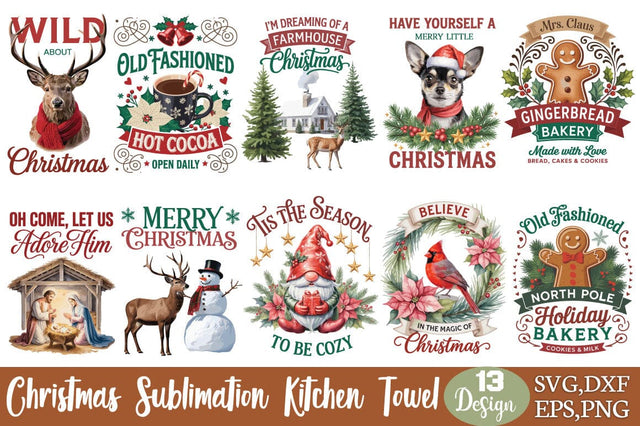 Christmas Kitchen Towel Svg Retro svg Sublimation SVG Angelina750 