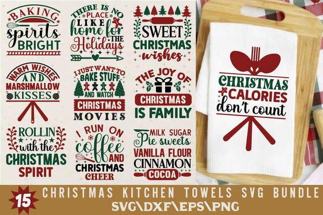 Christmas Kitchen Towels SVG Bundle SVG Angelina750 