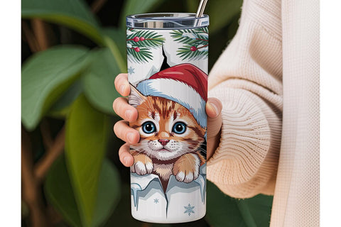 Christmas Kitten 20oz Tumbler Wrap Sublimation DesignSVG 