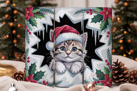 Christmas Kitten 20oz Tumbler Wrap Sublimation DesignSVG 