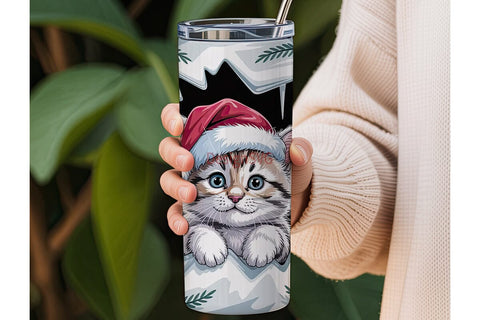 Christmas Kitten 20oz Tumbler Wrap Sublimation DesignSVG 