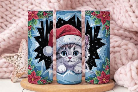 Christmas Kitten 20oz Tumbler Wrap Sublimation DesignSVG 