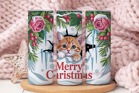 Christmas Kitten 20oz Tumbler Wrap Sublimation DesignSVG 