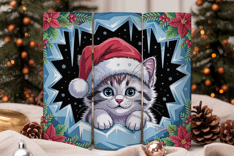 Christmas Kitten 20oz Tumbler Wrap Sublimation DesignSVG 