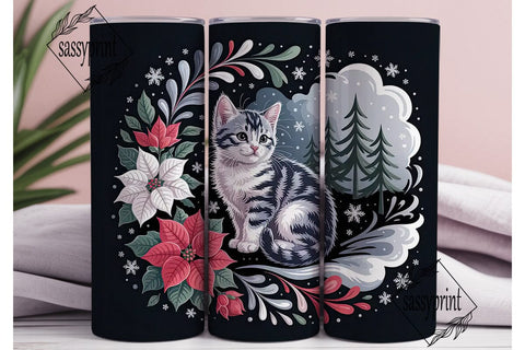 Christmas Kitten 20oz Tumbler Wrap Sublimation sassyprint 