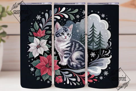 Christmas Kitten 20oz Tumbler Wrap Sublimation sassyprint 