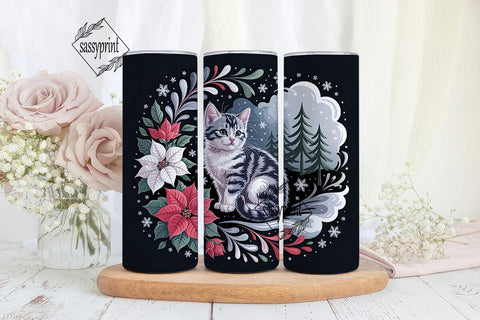 Christmas Kitten 20oz Tumbler Wrap Sublimation sassyprint 