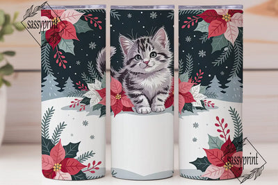 Christmas Kitten 20oz Tumbler Wrap Sublimation sassyprint 