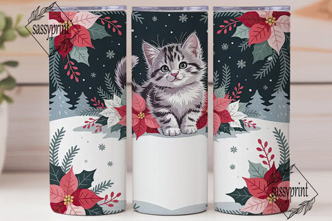 Christmas Kitten 20oz Tumbler Wrap Sublimation sassyprint 