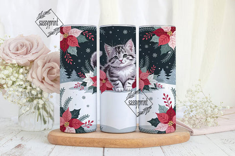 Christmas Kitten 20oz Tumbler Wrap Sublimation sassyprint 